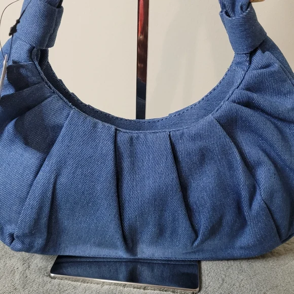 Fashion Nova Hard To Handle Handbag Crossbody Ruched Purse - Medium Wash Denim - Picture 8 of 12